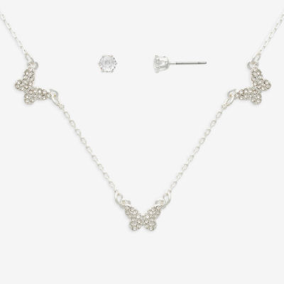 Mixit Hypoallergenic Silver Tone 2-pc. Cubic Zirconia Butterfly Jewelry Set