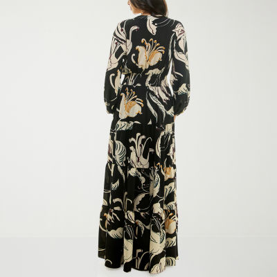 Premier Amour Womens Long Sleeve Floral Maxi Dress