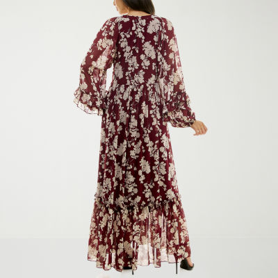 Premier Amour Womens Long Sleeve Floral Maxi Dress