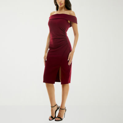 Premier Amour Womens Sleeveless Midi Sheath Dress