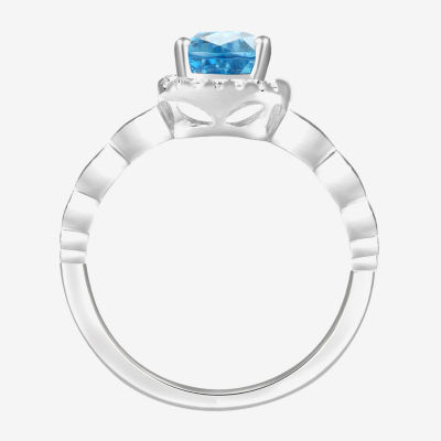 Yes, Please! Womens Genuine Blue Topaz Sterling Silver Oval Cocktail Ring