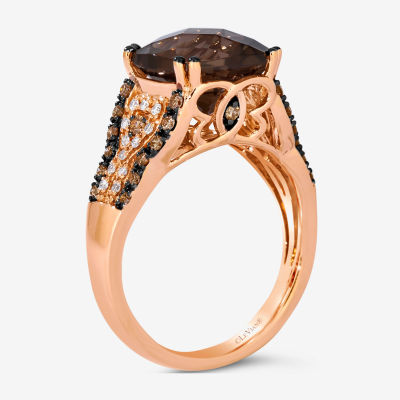 Le Vian Chocolatier® Ring featuring Chocolate Quartz® Chocolate Diamonds® Vanilla Diamonds® set in 14K Strawberry Gold®