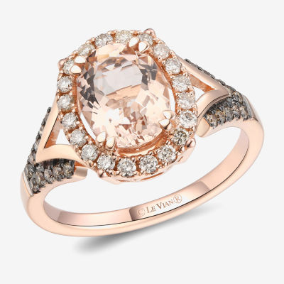 Le Vian® Ring featuring 1 1/3 cts. Peach Morganite™, 1/4 cts. Nude Diamonds™, 1/6 cts. Chocolate Diamonds® set in 14K Strawberry Gold®