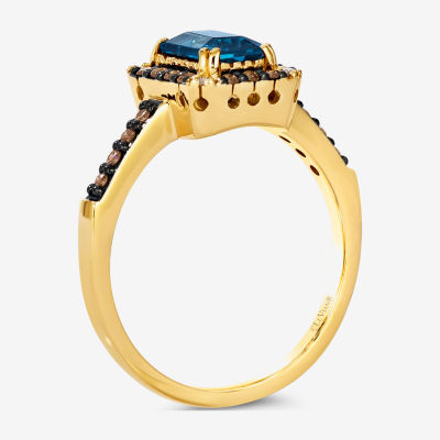 Le Vian® Ring featuring Deep Sea Blue Topaz™ Chocolate Diamonds® Nude Diamonds™ set in 14K Honey Gold™