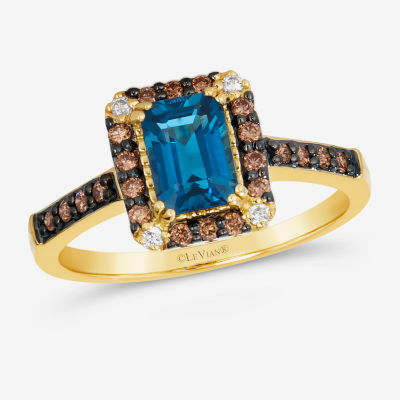 Le Vian® Ring featuring Deep Sea Blue Topaz™ Chocolate Diamonds® Nude Diamonds™ set in 14K Honey Gold™