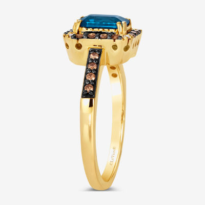 Le Vian® Ring featuring Deep Sea Blue Topaz™ Chocolate Diamonds® Nude Diamonds™ set in 14K Honey Gold™