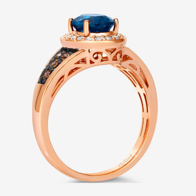 Le Vian® Ring featuring Deep Sea Blue Topaz™ Chocolate Diamonds® Nude Diamonds™ set in 14K Strawberry Gold®