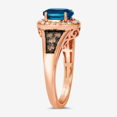 Le Vian® Ring featuring Deep Sea Blue Topaz™ Chocolate Diamonds® Nude Diamonds™ set in 14K Strawberry Gold®