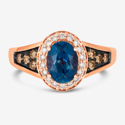 Le Vian® Ring featuring Deep Sea Blue Topaz™ Chocolate Diamonds® Nude Diamonds™ set in 14K Strawberry Gold®