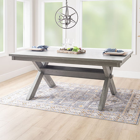 Haverford Trestle Dining Table, One Size, Gray