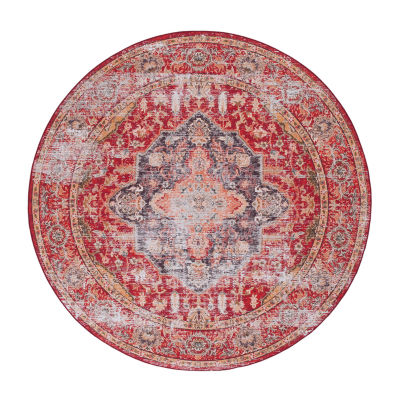 Safavieh Tucson Tully 6'X6' Indoor Round Area Rug, Color: Rust Gold ...