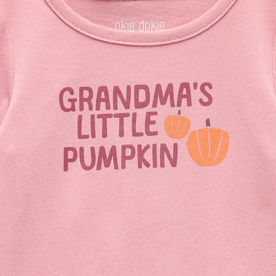 Okie Dokie Baby Girls Round Neck Long Sleeve Bodysuit