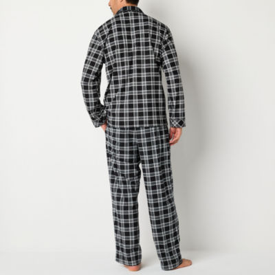 St. John's Bay Mens Flannel Long Sleeve 2-pc. Pant Pajama Set