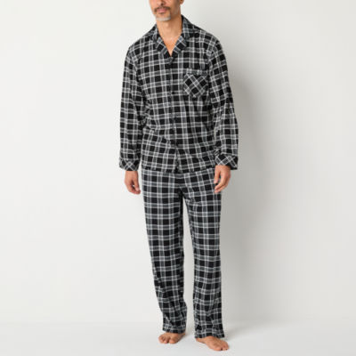 St. John's Bay Mens Flannel Long Sleeve 2-pc. Pant Pajama Set