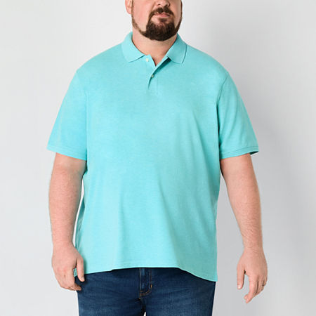 St. John's Bay Premium Stretch Big and Tall Mens Regular Fit Short Sleeve Polo Shirt, X-large Tall, Blue