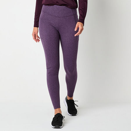 Xersion Womens Winter Brushed Back Fleece High Rise Moisture Wicking Full Length Leggings, Medium, Purple