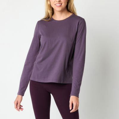 Xersion Womens Cotton Crew Neck Long Sleeve T-Shirt