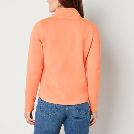 St. John's Bay Womens Mock Neck Long Sleeve Sweatshirt, Petite Medium, Orange