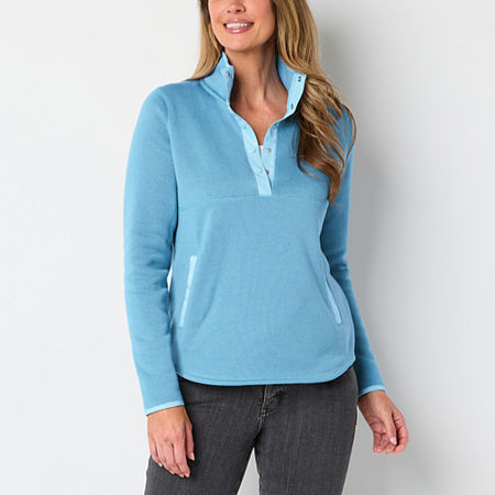 St. John's Bay Womens Mock Neck Long Sleeve Sweatshirt, Petite Xx-large, Blue