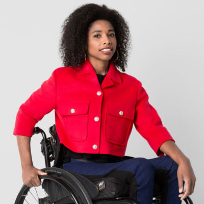 Jamey Perry x JCPenney Womens Adaptive Cropped Woven Jacket