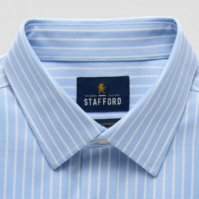 Stafford Premium Stretch Mens Regular Fit Fabric Wrinkle Free Long Sleeve Dress Shirt