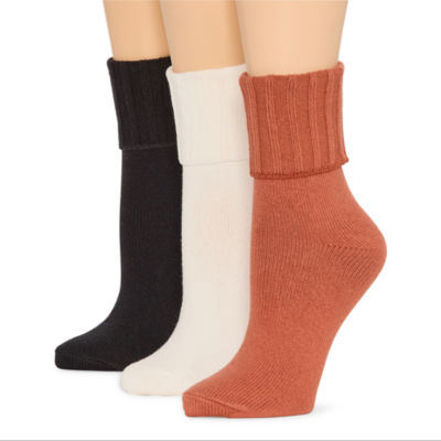 Mixit Essentials Thick Rib Womens 3 Pair Turncuff Socks - JCPenney