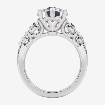 Grown Gorgeous (F, Vs2) Womens 4 7/8 Ct. T.W. Lab Grown White Diamond 14K Gold or Platinum Round Side Stone 5-Stone Engagement Ring