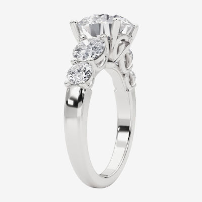 Grown Gorgeous (F, Vs2) Womens 4 7/8 Ct. T.W. Lab Grown White Diamond 14K Gold or Platinum Round Side Stone 5-Stone Engagement Ring