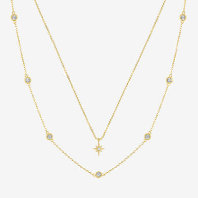 (G-H, Si2-I1) Womens 1/8 CT. T.W. Lab Grown White Diamond Star 2-pc. Pendant Necklace Set