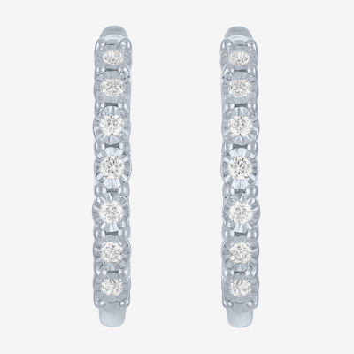 (G-H, Si2-I1) Womens 1/10 CT. T.W. Lab Grown White Diamond Sterling Silver 15.5mm Hoop Earrings
