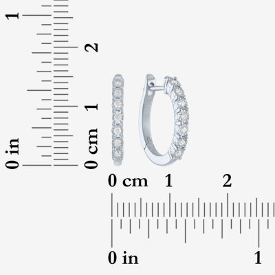 (G-H, Si2-I1) Womens 1/10 CT. T.W. Lab Grown White Diamond Sterling Silver 15.5mm Hoop Earrings