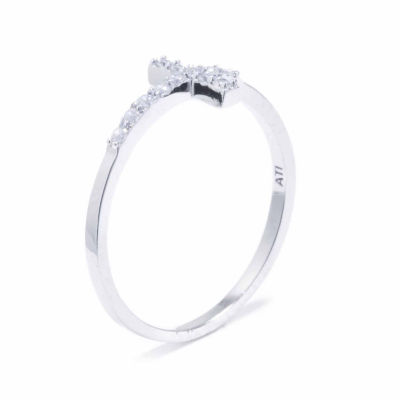 Silver Treasures Womens Sterling Silver Cross Band