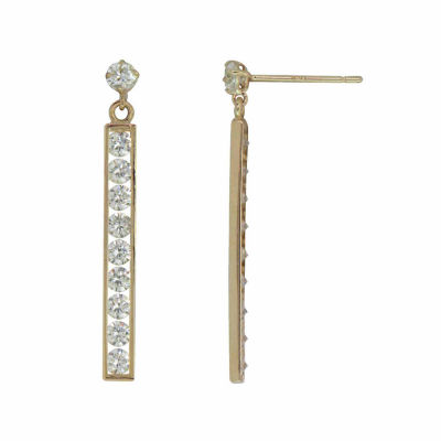 14K Gold White Cubic Zirconia Drop Earrings