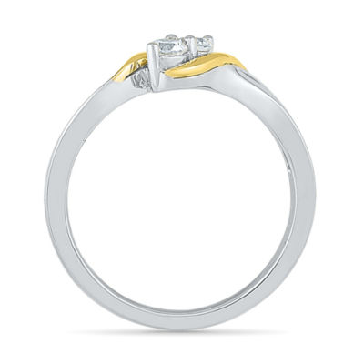Womens 1/5 CT. Natural White Diamond 10K Gold Cocktail Ring