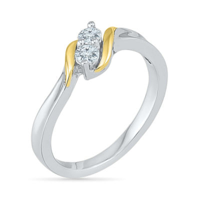 Womens 1/5 CT. Natural White Diamond 10K Gold Cocktail Ring
