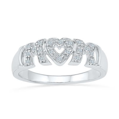 "Mom" Womens 2MM 1/10 CT. T.W. Natural White Diamond 10K Gold Band