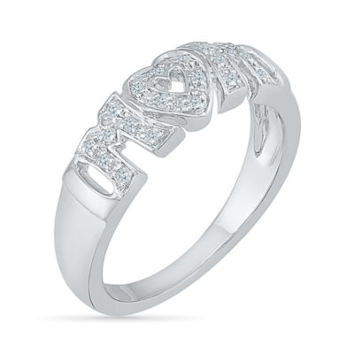 "Mom" Womens 2MM 1/10 CT. T.W. Natural White Diamond 10K Gold Band