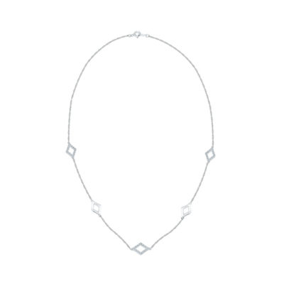 Womens 1/ CT. T.W. Natural White Diamond Sterling Silver Inch Pendant Necklace
