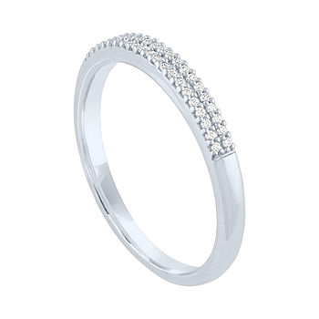 ctw 0.08 Carat 10k Gold Round White Diamond Ladies Dainty Anniversary Wedding Band Stackable Ring 