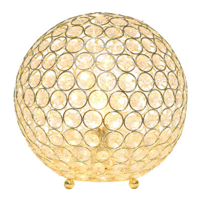 Elegant Designs Elipse 10 Inch Crystal Ball Sequin Metal Table Lamp