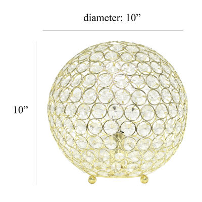 Elegant Designs Elipse 10 Inch Crystal Ball Sequin Metal Table Lamp