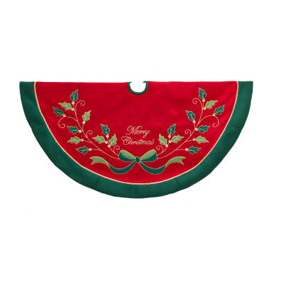 Kurt Adler Red And Green With Holly Indoor Tree Skirt