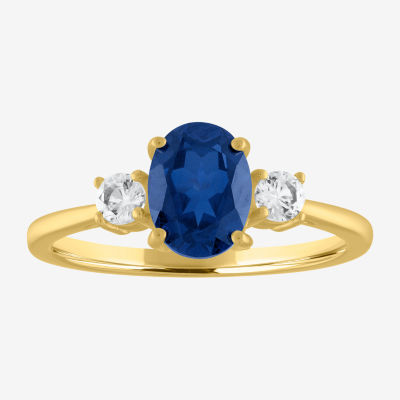 Womens Lab Created Blue Sapphire 10K Gold Cocktail Ring