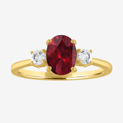 Womens Genuine Red Garnet 10K Gold Cocktail Ring