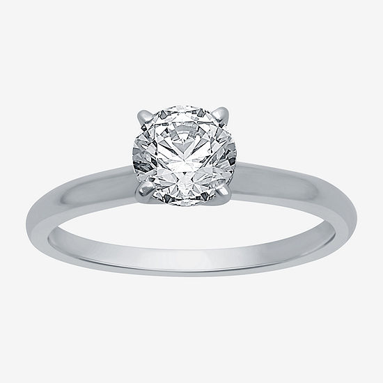 Premiere Collection Womens 1 CT. T.W. Genuine White Diamond 14K White Gold Round Solitaire Engagement Ring