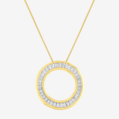 Womens 1/3 CT. T.W. Genuine White Diamond 10K Gold Circle Pendant Necklace