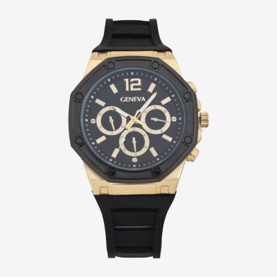 Geneva Mens Black Strap Watch Mac9033jc