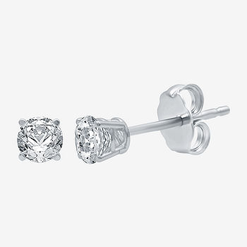 Ever Star (h-i / I1) 1/2 Ct. T.W. Lab Grown White Diamond 10K Gold 4.1mm Stud Earrings, White | Holiday Gifts | Christmas Gifts | Gifts for Her