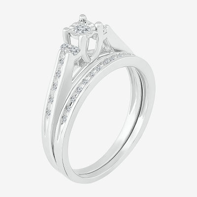 Womens 1/4 CT. T.W. Natural White Diamond Sterling Silver Round Bridal Set