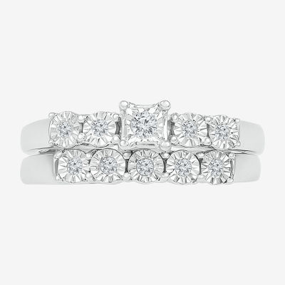 Womens Diamond-Accent Sterling Silver Bridal Set